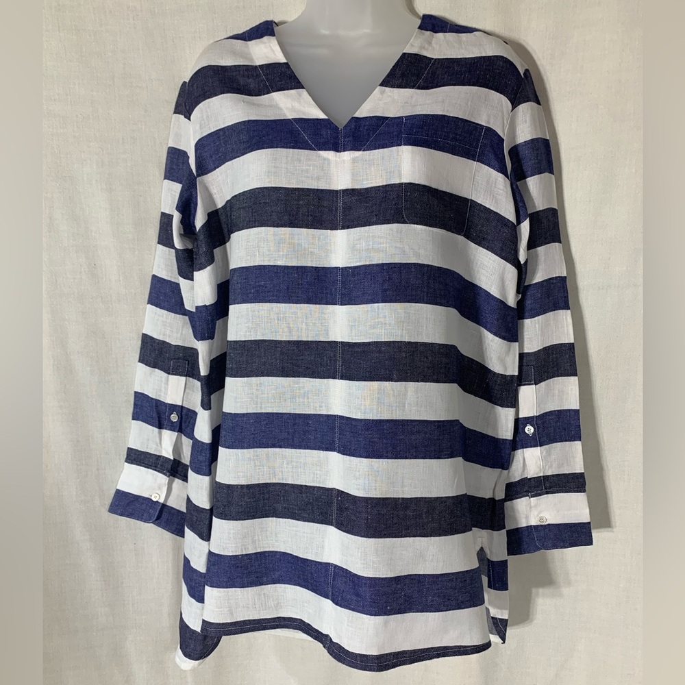 S. Max Mara 100% linen long sleeve women's tunic blouse